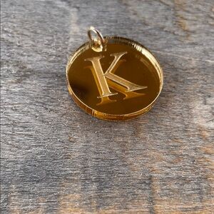 Gold Toned Initial K Round Pendant